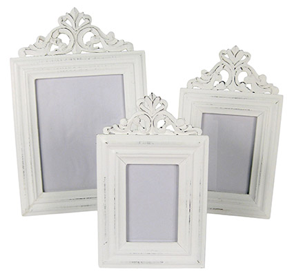 Set of 3 Wooden Photo Frames White Wash Finish - Click Image to Close